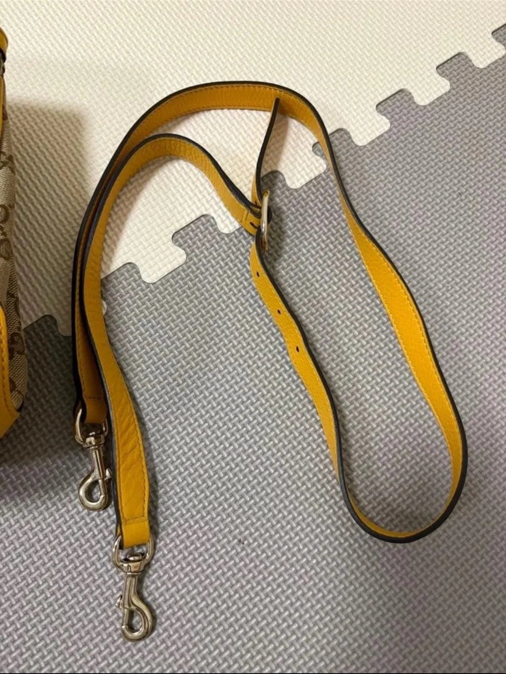 Gucci GG Canvas Shoulder Bag with Yellow Leather & Bamboo Handle